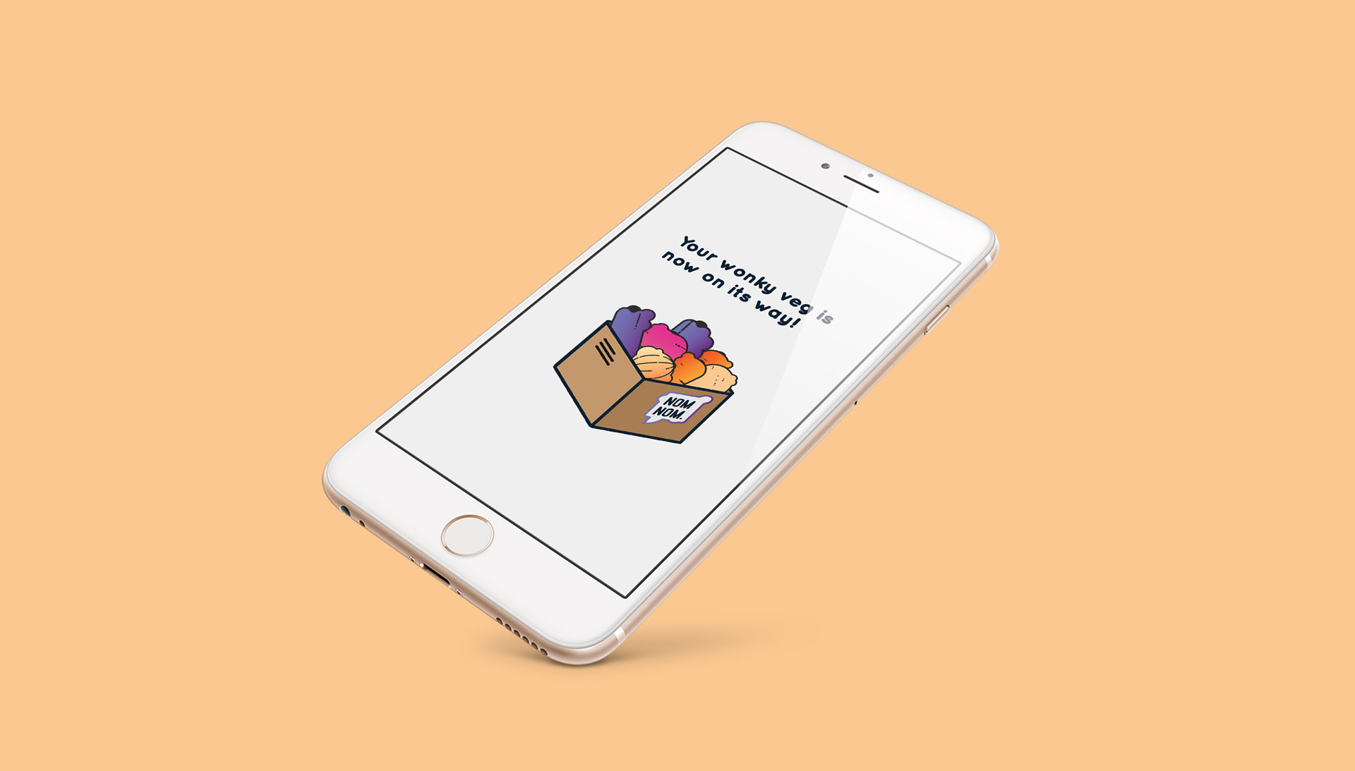 NomNom wonky vegtable delivery app mockup